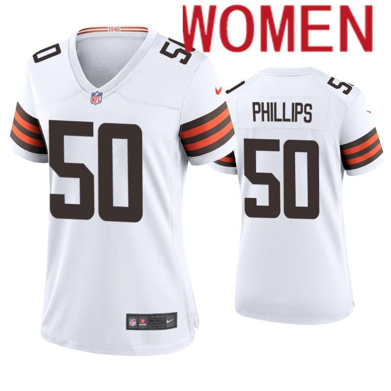 Women Cleveland Browns 50 Jacob Phillips Nike White Game NFL Jersey